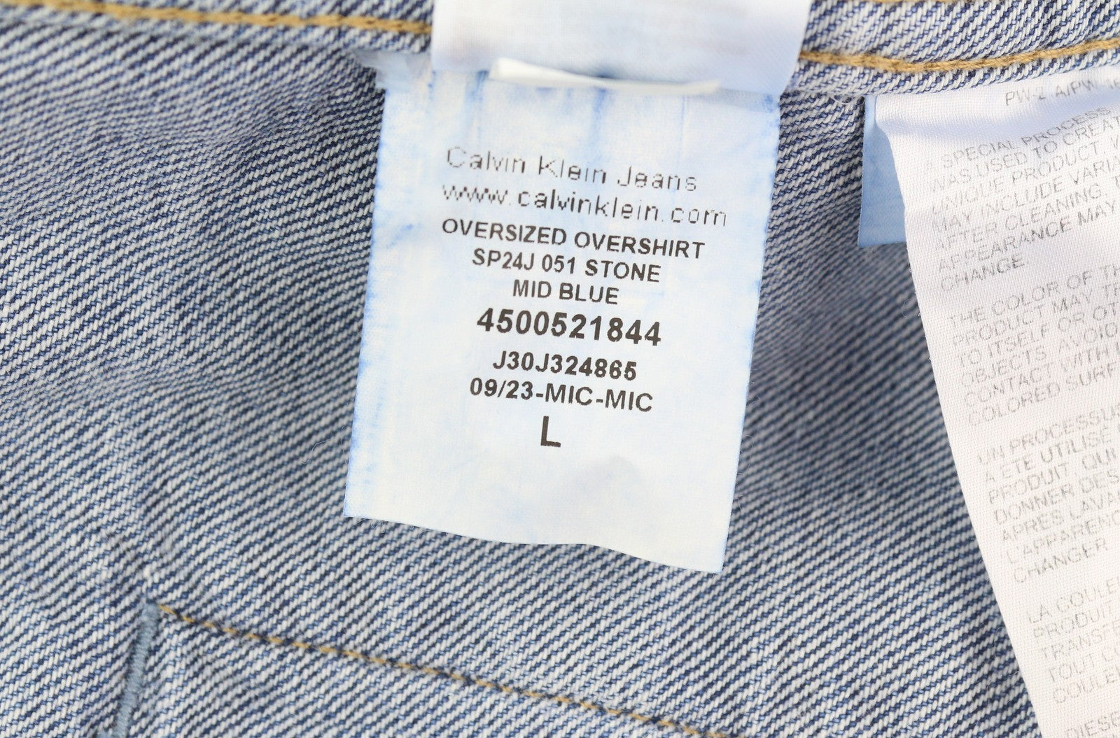 CALVIN KLEIN Men Jacket L Denim Blue Trucker Oversized Snap Buttons RRP119