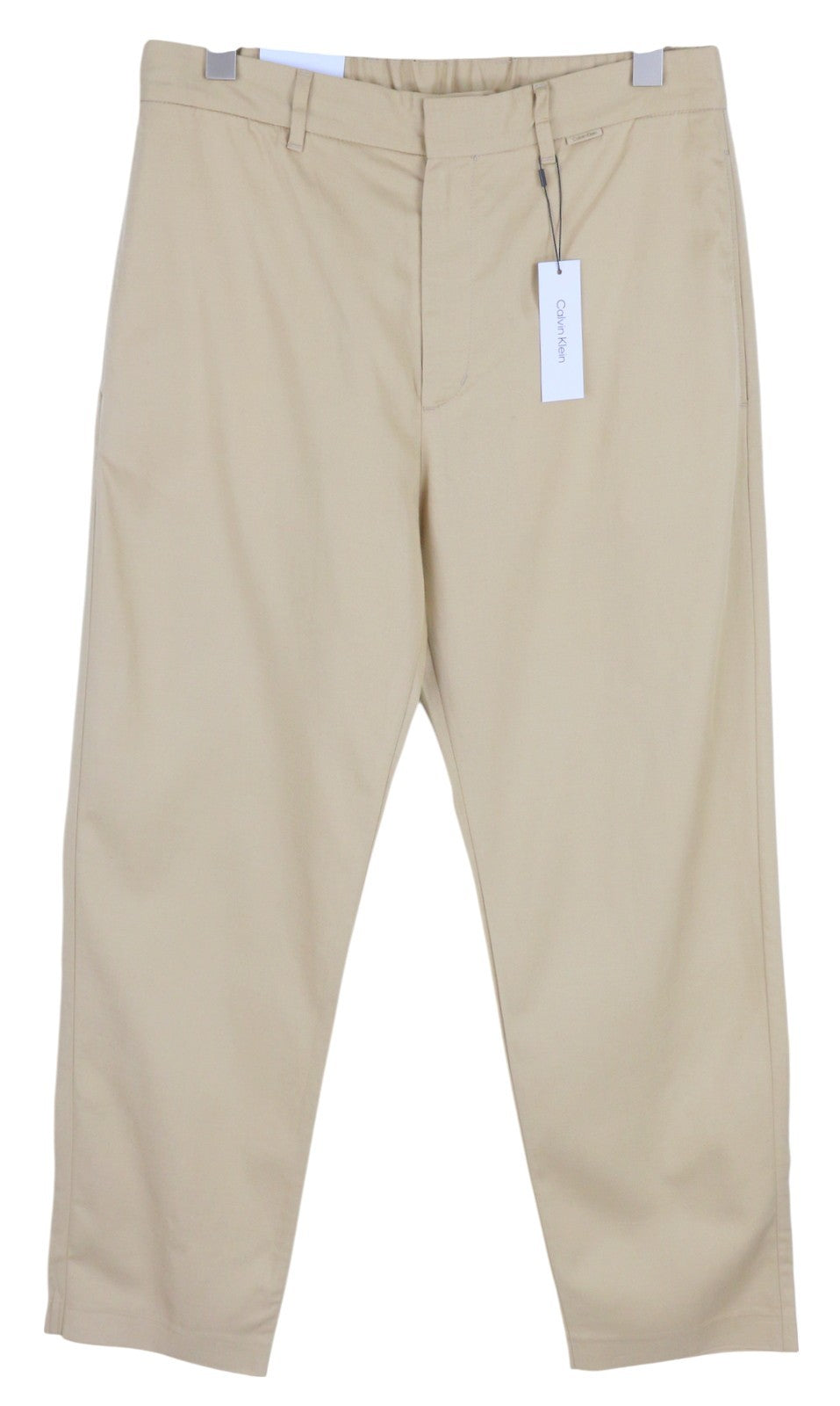 CALVIN KLEIN Piece Dyed Tencel Tapered Men Trousers W31/L32 Brown Linen Blend