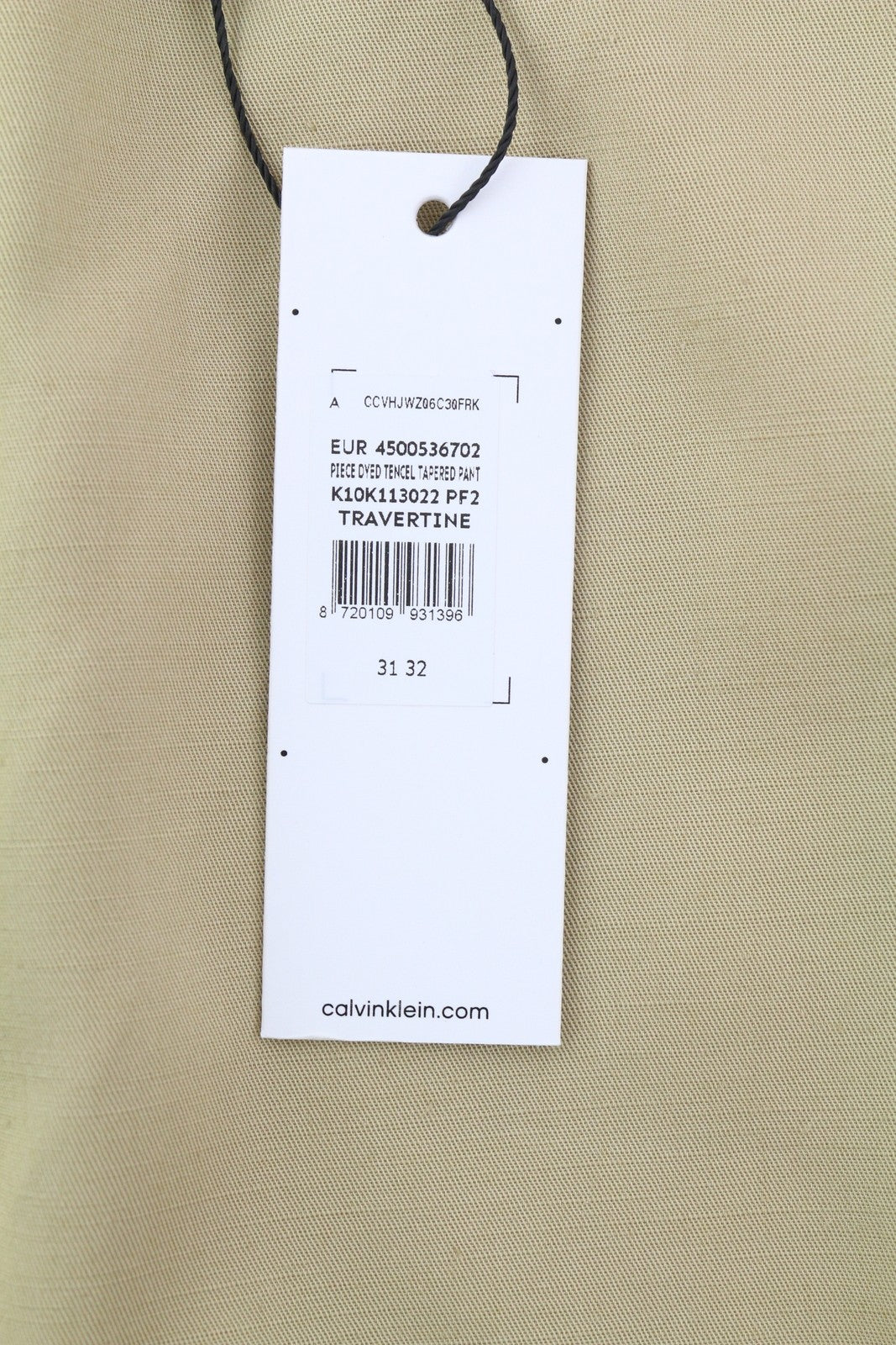 CALVIN KLEIN Piece Dyed Tencel Tapered Men Trousers W31/L32 Brown Linen Blend