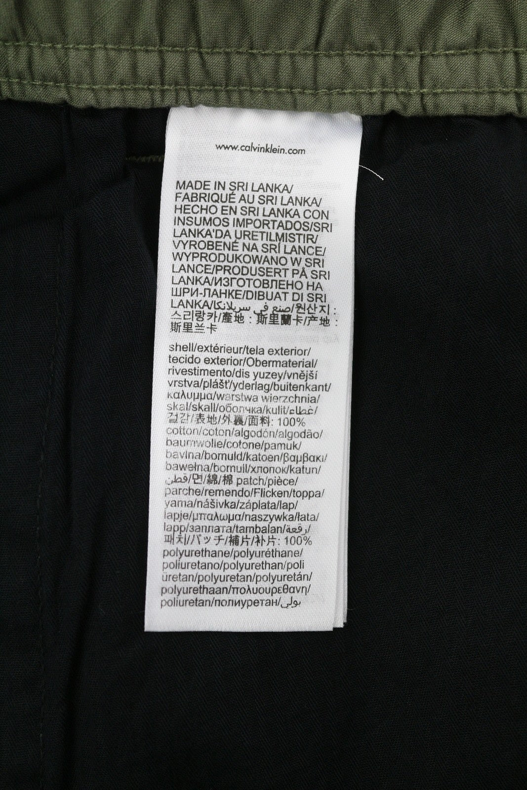 CALVIN KLEIN Essential Regular Men Trousers L Green Cargo Elastic Waist Logo