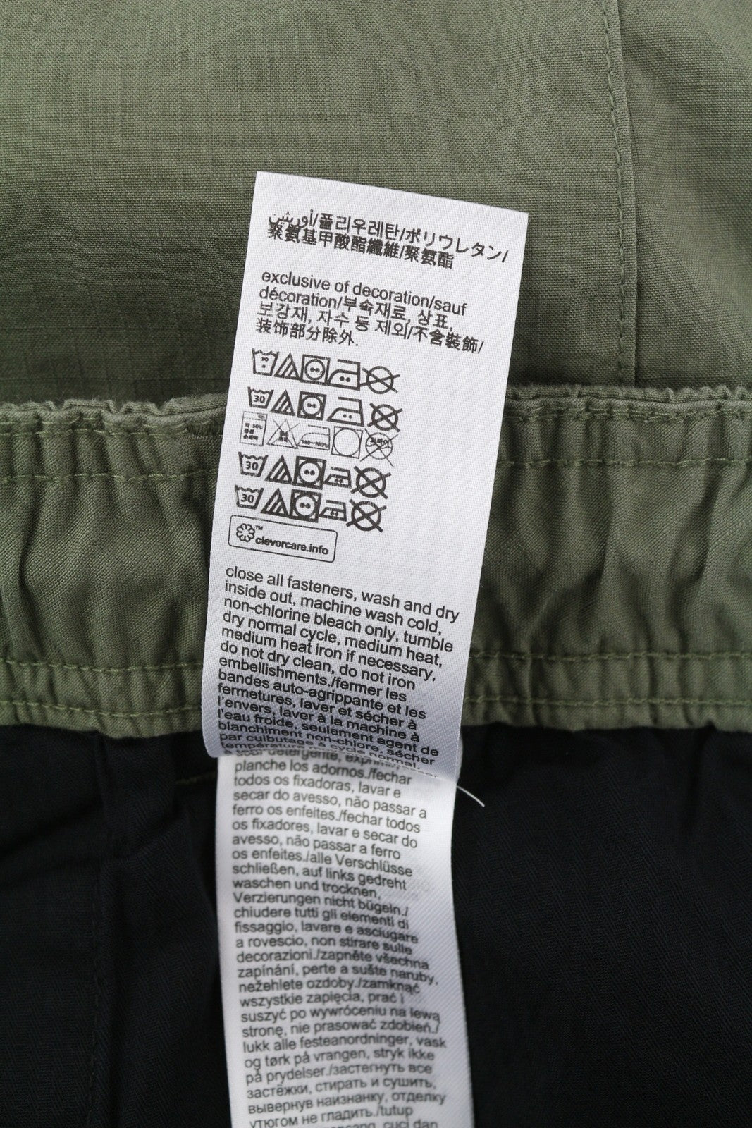 CALVIN KLEIN Essential Regular Men Trousers M Green Cargo Elastic Waist Logo