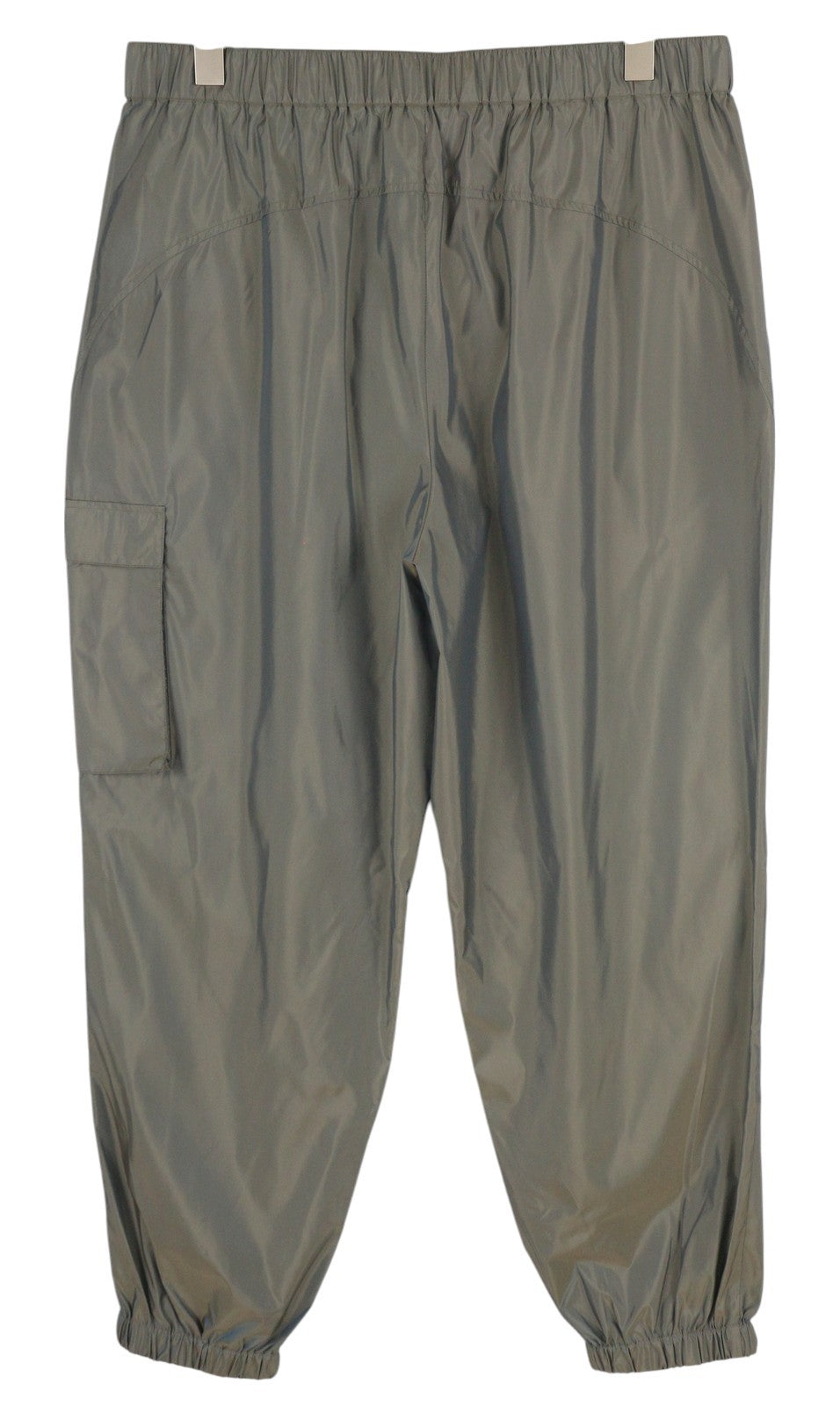 CALVIN KLEIN Men Trousers XL Grey Elastic Waist Shiny Look Thin Track Zip Cargo