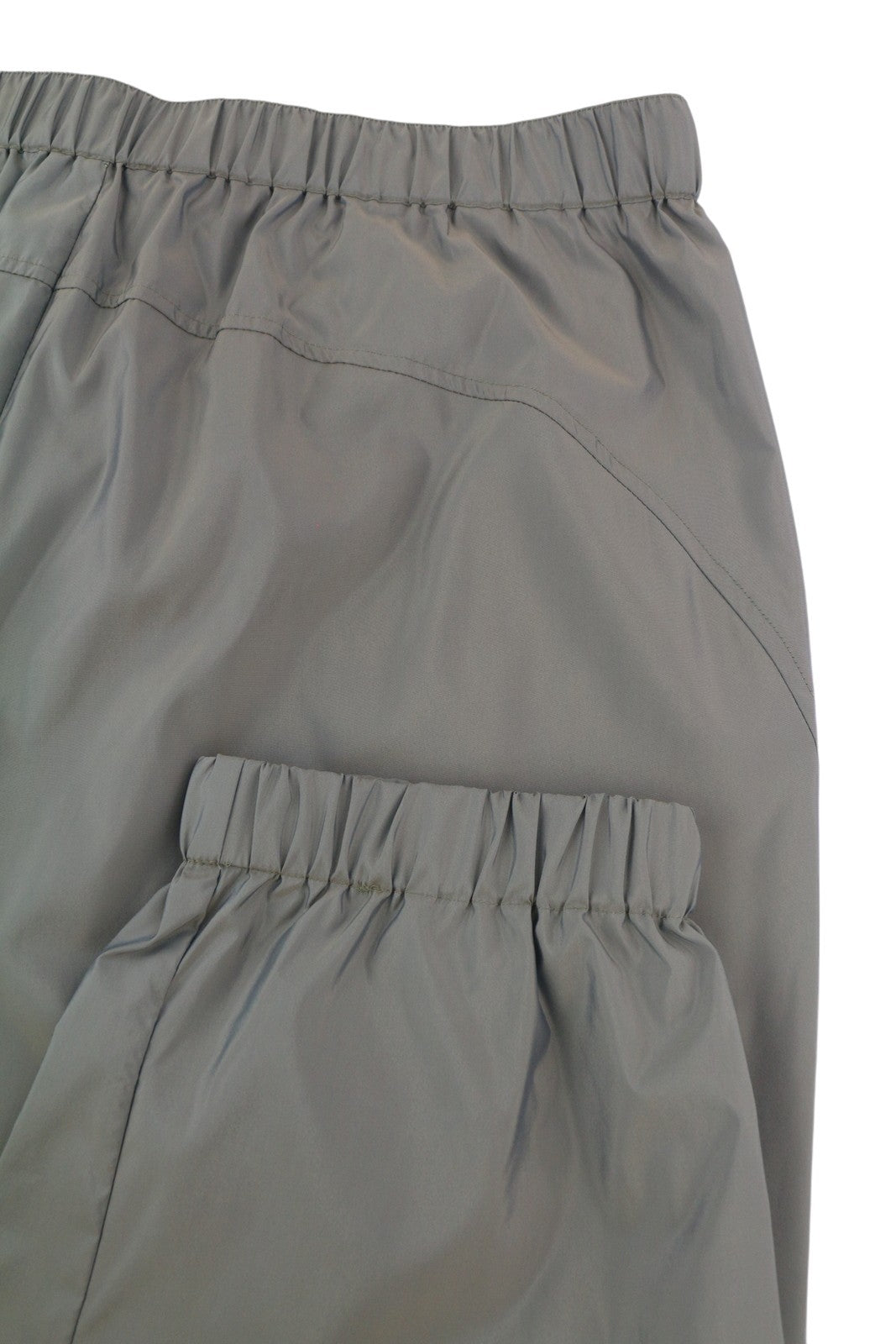 CALVIN KLEIN Men Trousers XL Grey Elastic Waist Shiny Look Thin Track Zip Cargo