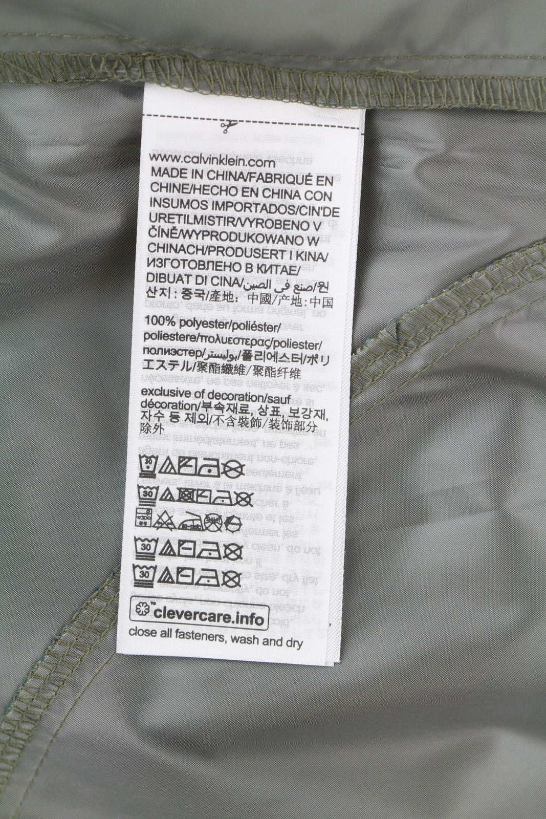 CALVIN KLEIN Men Trousers XL Grey Elastic Waist Shiny Look Thin Track Zip Cargo