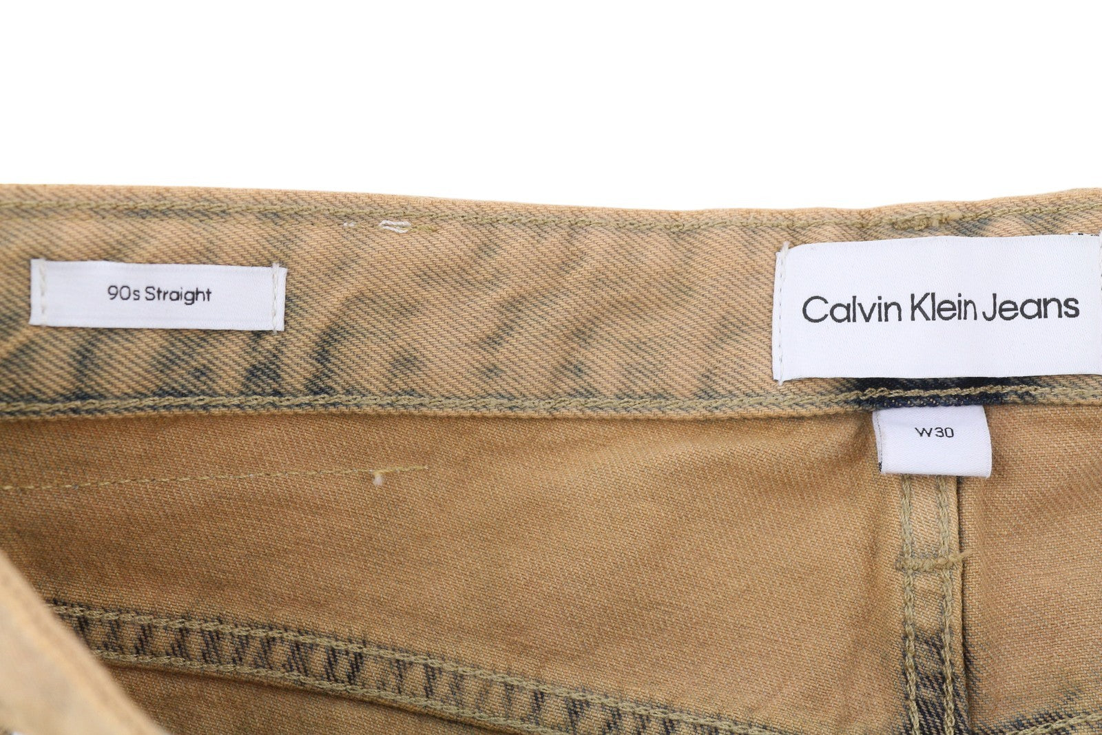 CALVIN KLEIN 90s Straight Men Jeans W30 Faded Brown Zip Fly Logo Denim RRP119