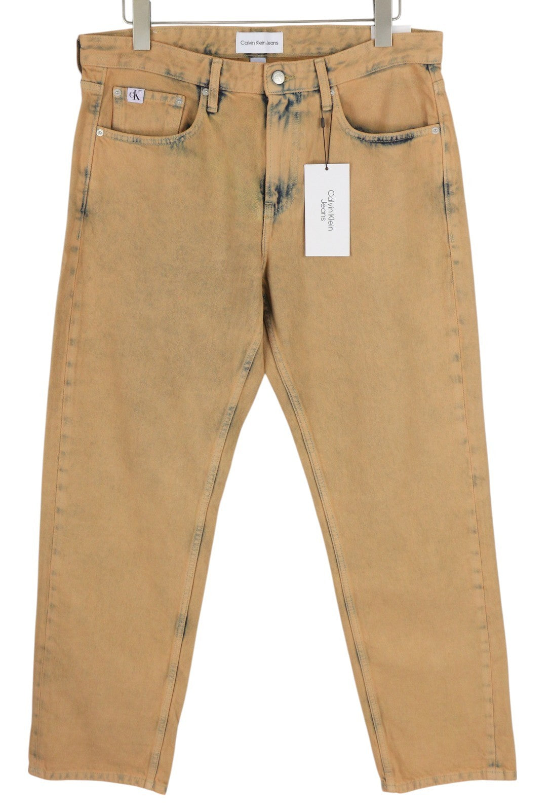 CALVIN KLEIN 90s Straight Men Jeans W32 Faded Brown Zip Fly Logo Denim RRP119