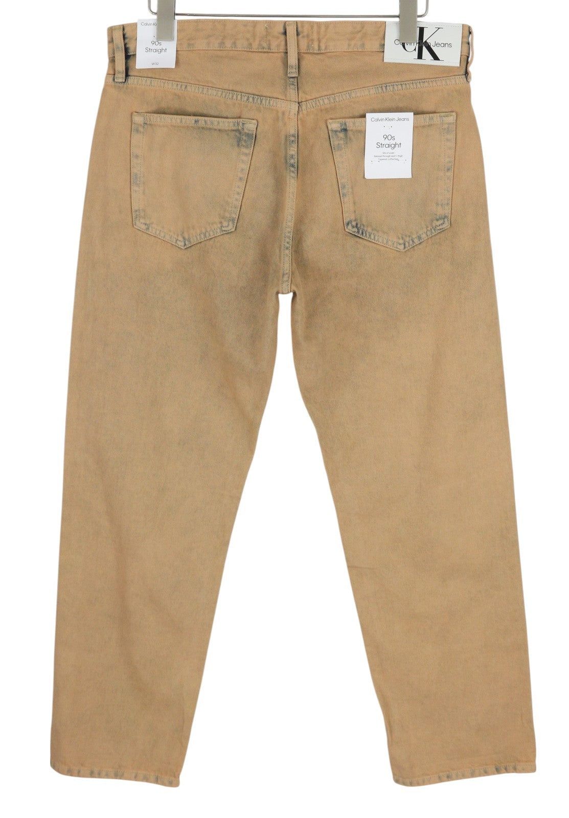 CALVIN KLEIN 90s Straight Men Jeans W32 Faded Brown Zip Fly Logo Denim RRP119