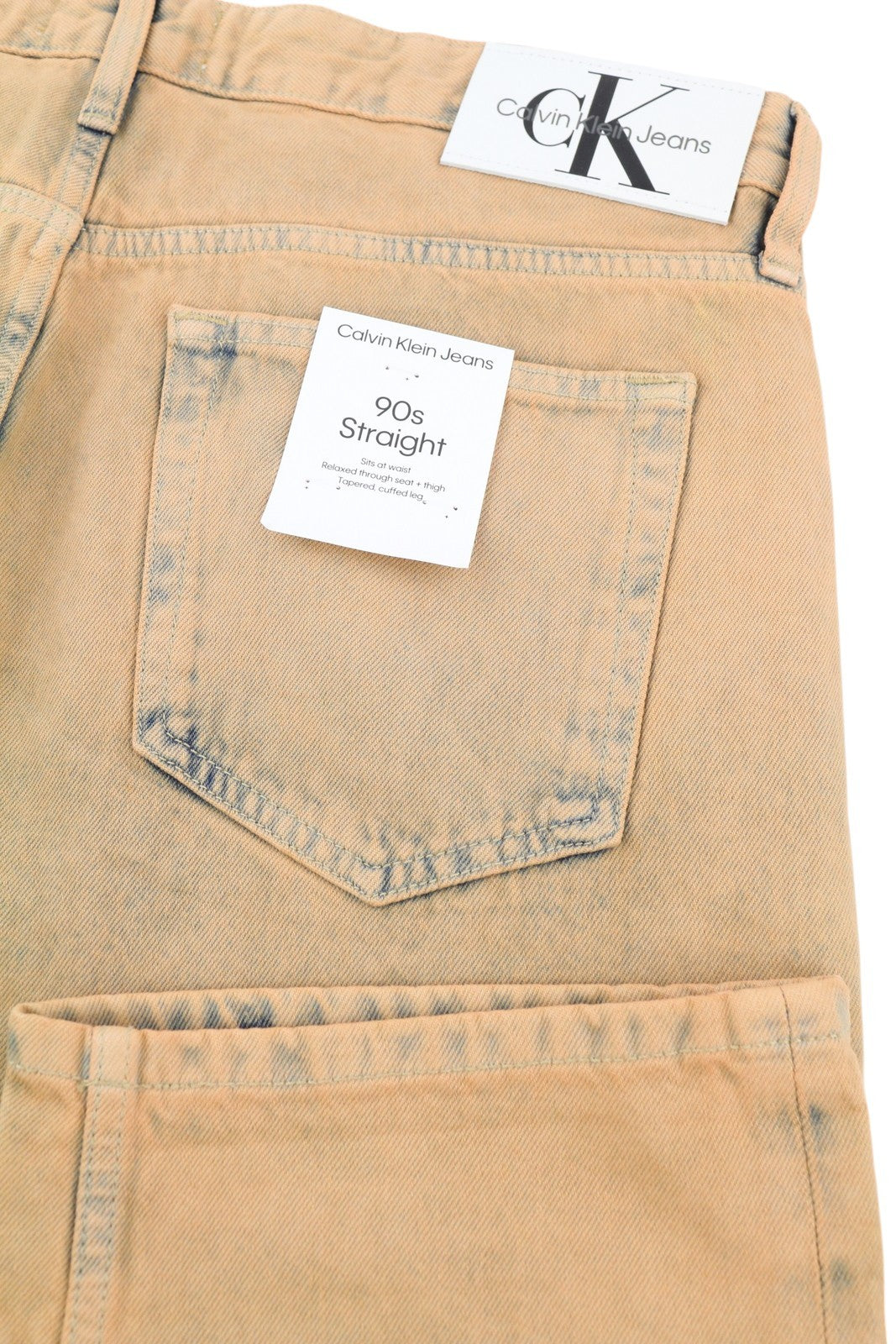 CALVIN KLEIN 90s Straight Men Jeans W32 Faded Brown Zip Fly Logo Denim RRP119