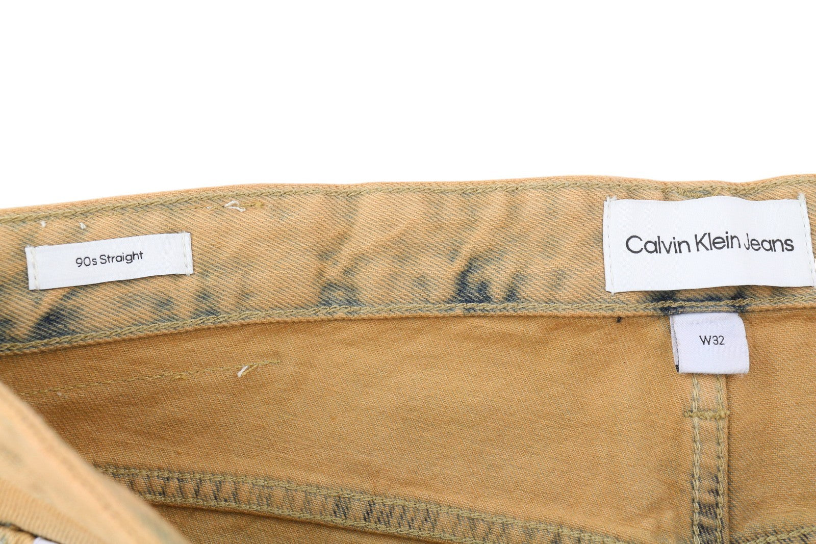 CALVIN KLEIN 90s Straight Men Jeans W32 Faded Brown Zip Fly Logo Denim RRP119