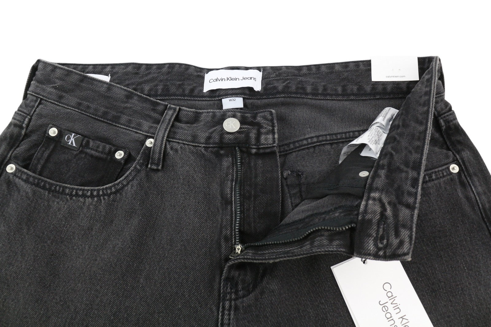 CALVIN KLEIN 90s Straight Men Jeans W32 Black Zip Fly Pockets Denim RRP119