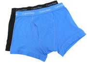 CALVIN KLEIN Men Underwear S Blue Trunk Cotton Stretch Classic Fit Logo 2 Pack
