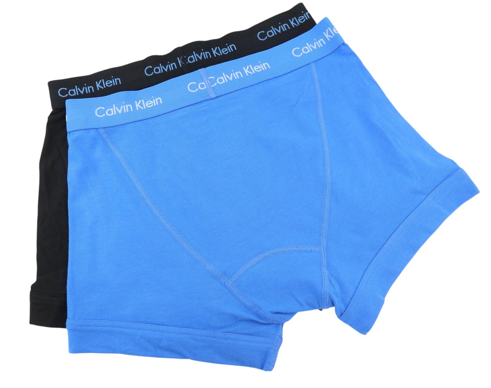 CALVIN KLEIN Men Underwear S Blue Trunk Cotton Stretch Classic Fit Logo 2 Pack