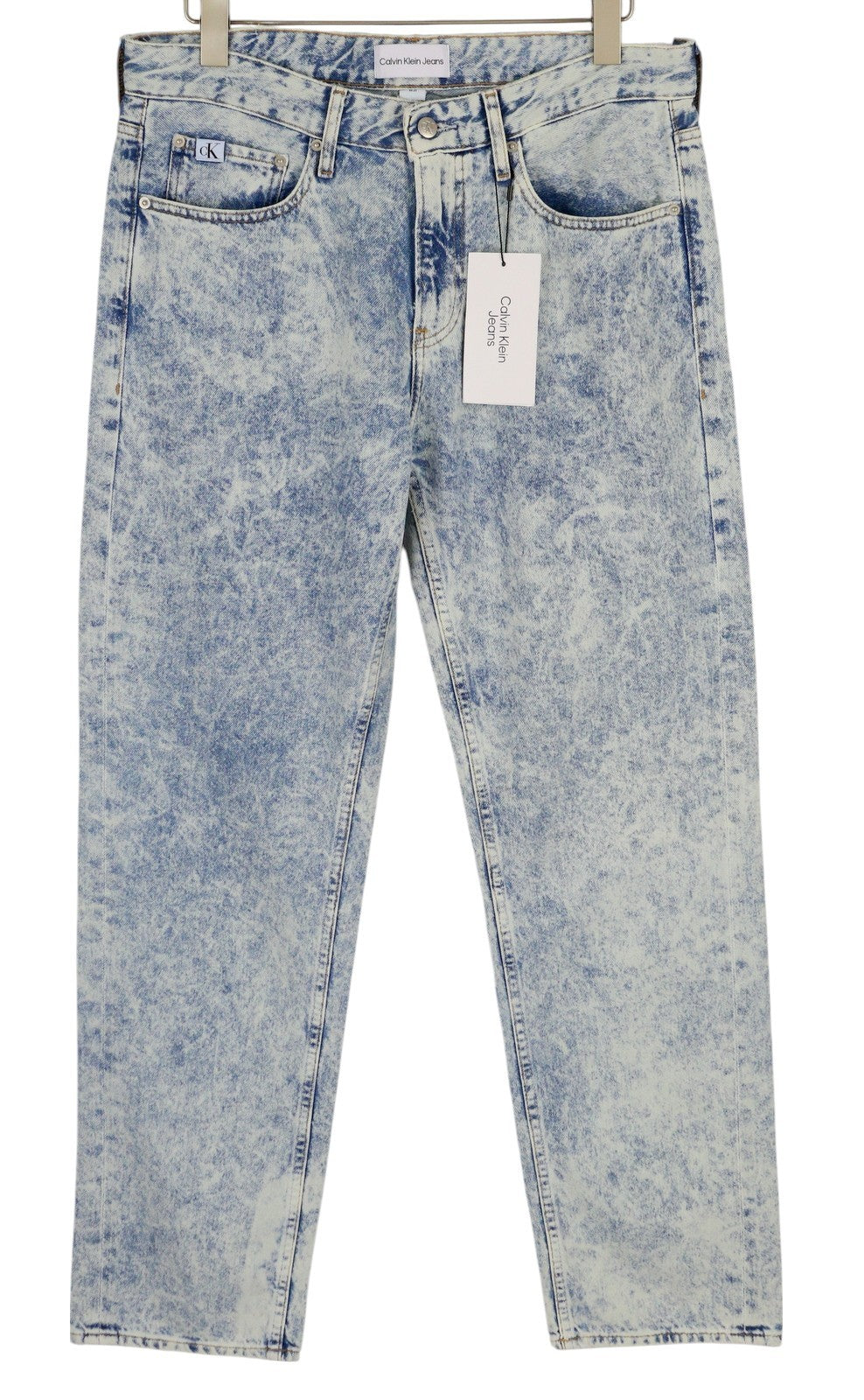 CALVIN KLEIN 90s Straight Men Jeans W31 Faded Blue Zip Fly Logo Denim RRP119