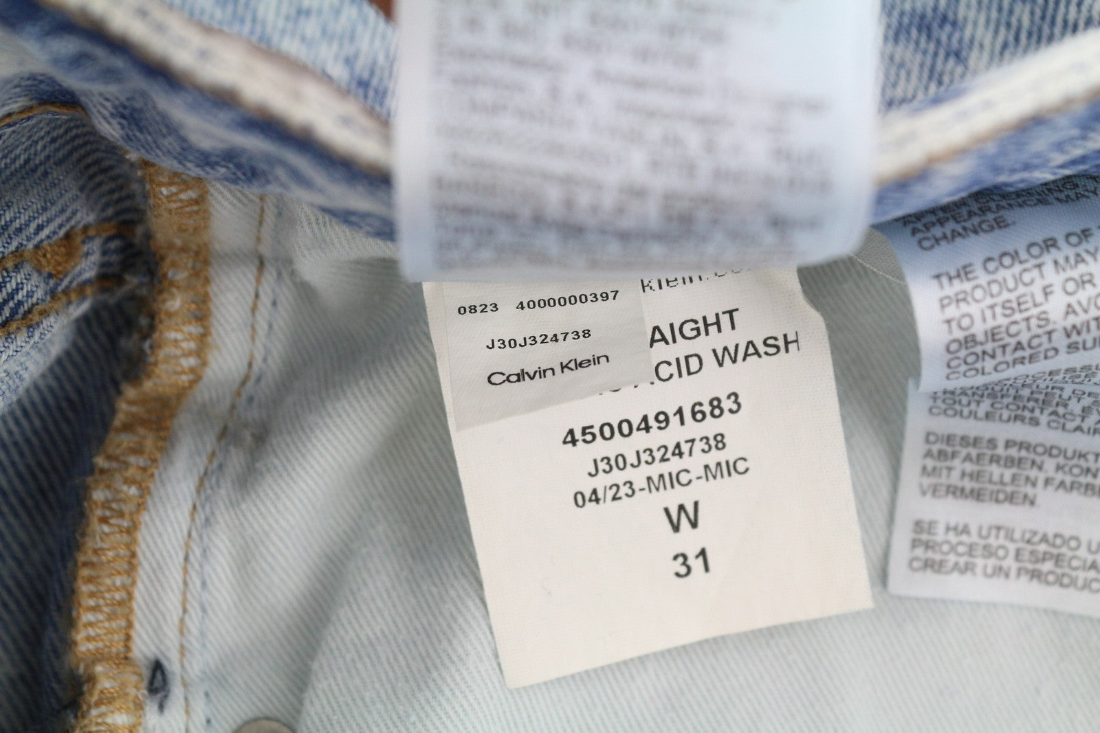 CALVIN KLEIN 90s Straight Men Jeans W31 Faded Blue Zip Fly Logo Denim RRP119