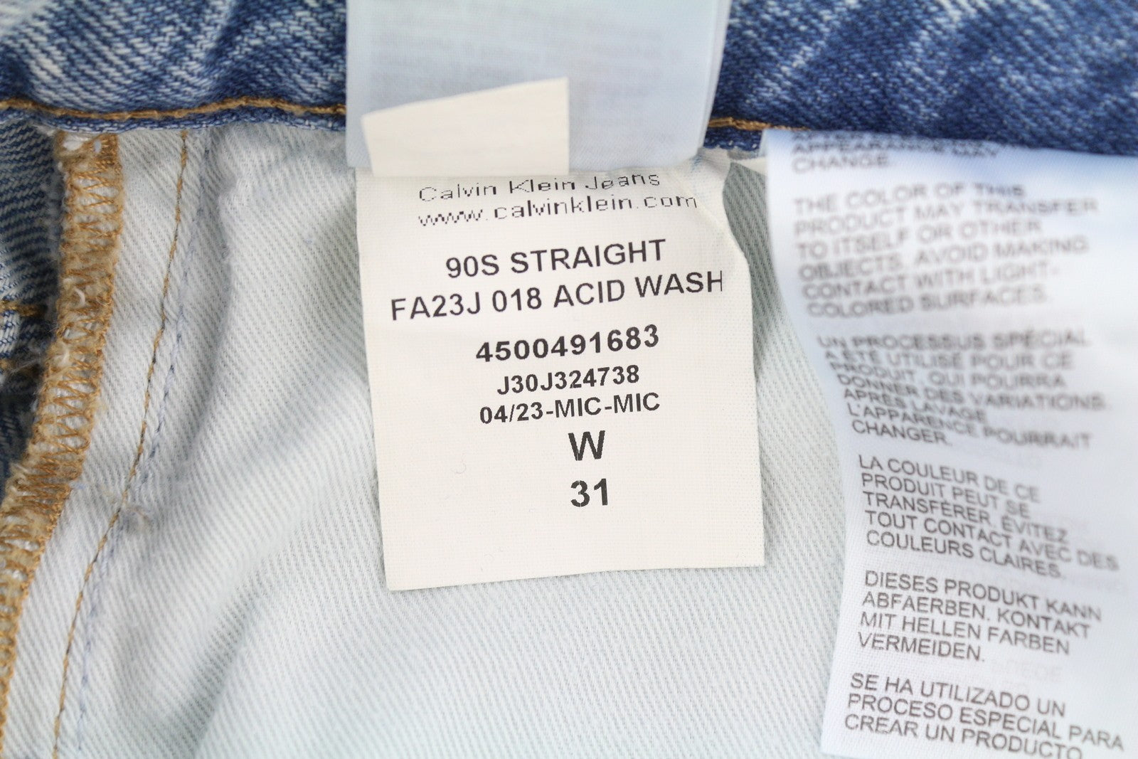 CALVIN KLEIN 90s Straight Men Jeans W31 Faded Blue Zip Fly Logo Denim RRP119