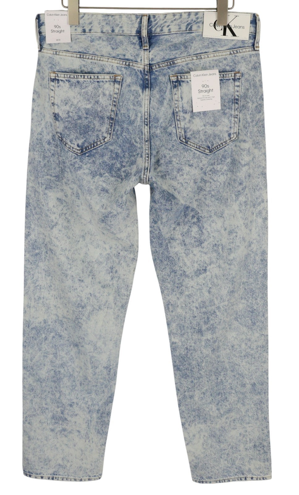 CALVIN KLEIN 90s Straight Men Jeans W31 Faded Blue Zip Fly Logo Denim RRP119