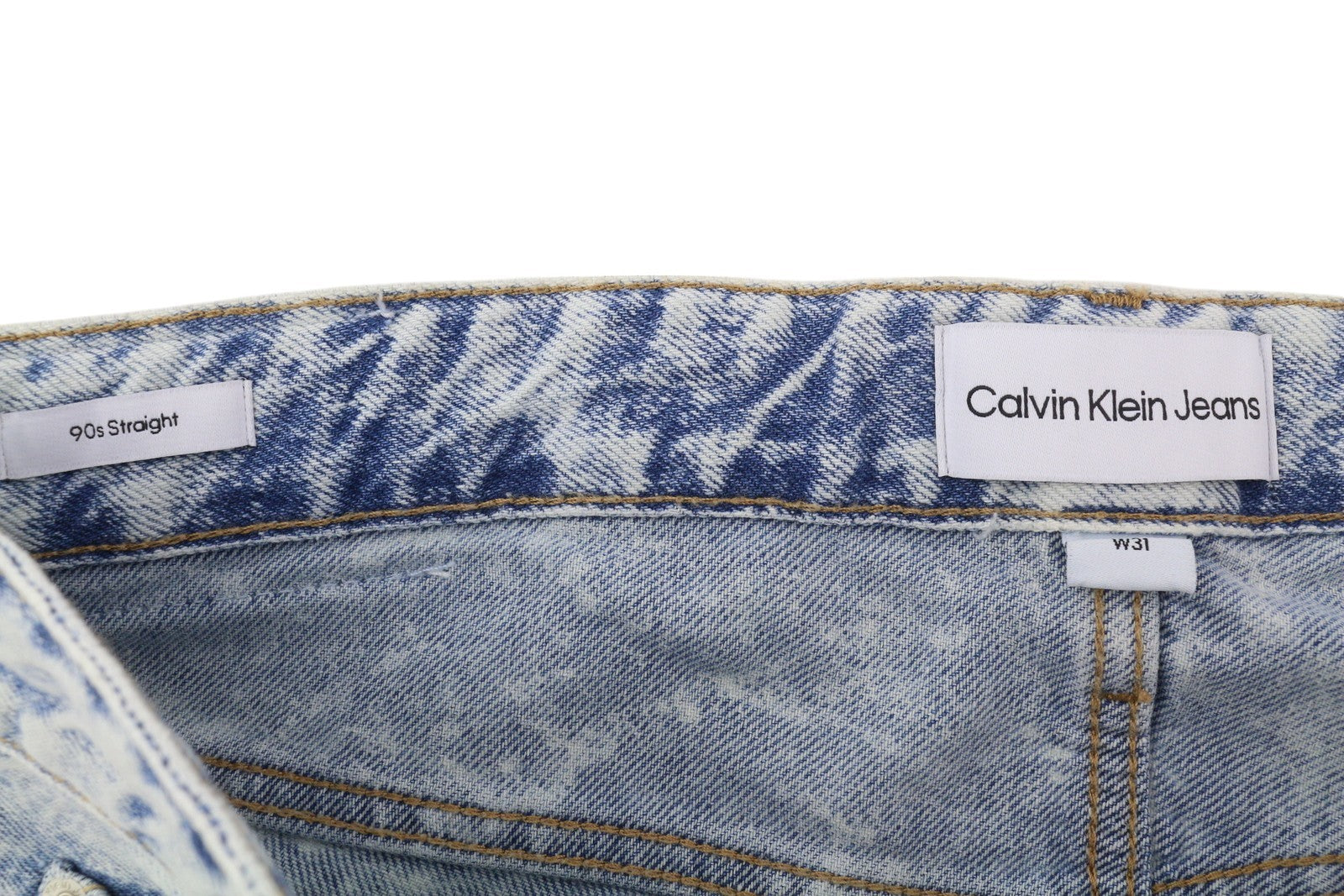 CALVIN KLEIN 90s Straight Men Jeans W31 Faded Blue Zip Fly Logo Denim RRP119