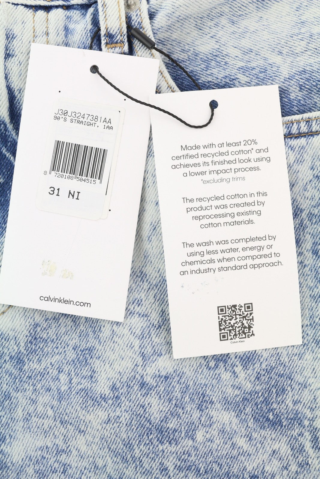 CALVIN KLEIN 90s Straight Men Jeans W31 Faded Blue Zip Fly Logo Denim RRP119