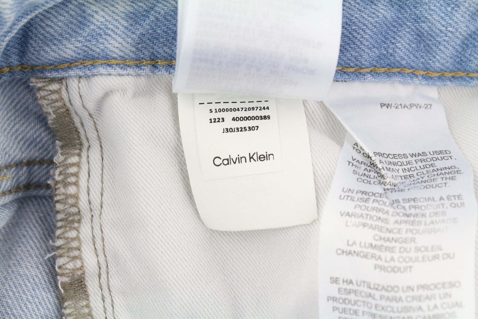 CALVIN KLEIN 90s Straight Men Jeans W29 Light Blue Washed Faded Zip Fly Denim