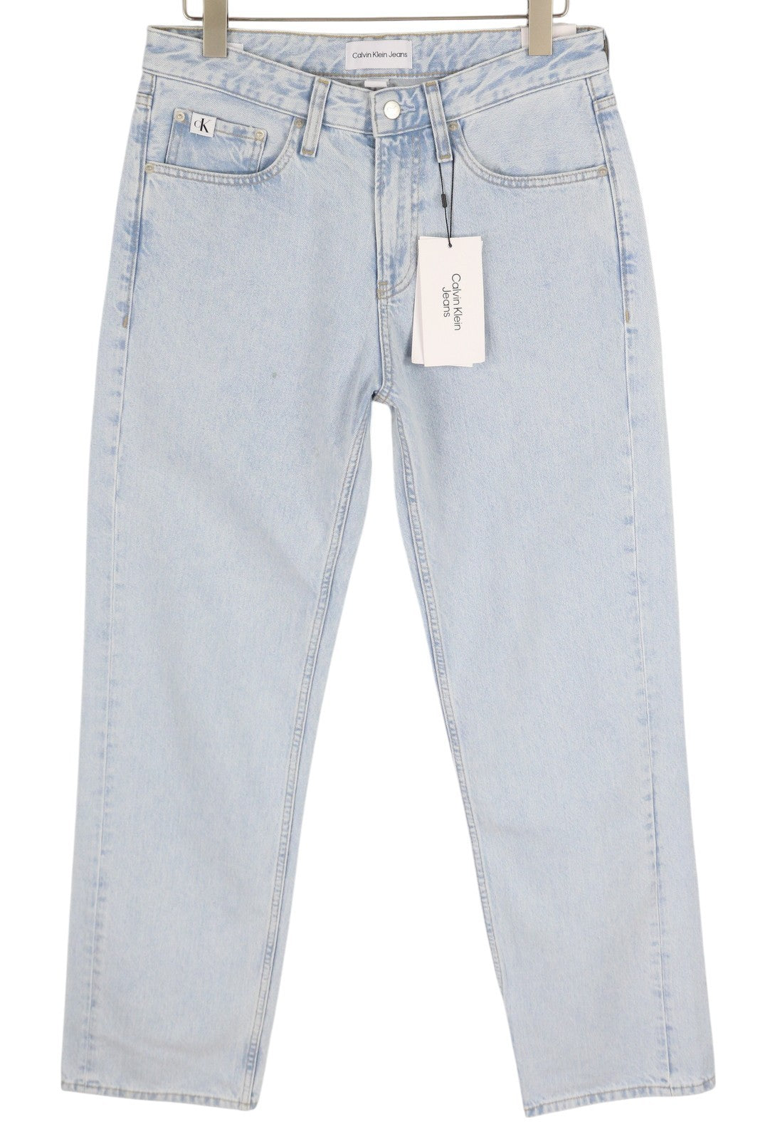 CALVIN KLEIN 90s Straight Men Jeans W30 Light Blue Washed Faded Zip Fly Denim