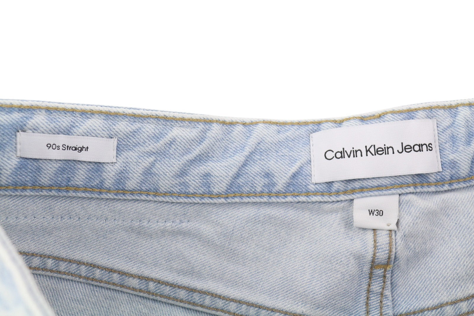 CALVIN KLEIN 90s Straight Men Jeans W30 Light Blue Washed Faded Zip Fly Denim