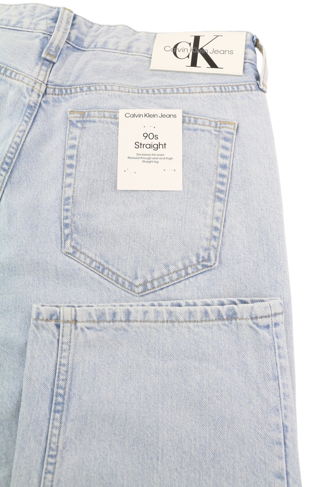 CALVIN KLEIN 90s Straight Men Jeans W32 Light Blue Washed Faded Zipper Denim