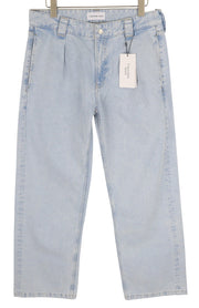 CALVIN KLEIN 90s Loose Men Jeans W32 Light Blue Washed Faded Pleated Zip Denim