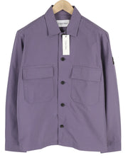 CALVIN KLEIN Men Shirt M Beige Button-Up Polo Patch Pockets Overshirt RRP119