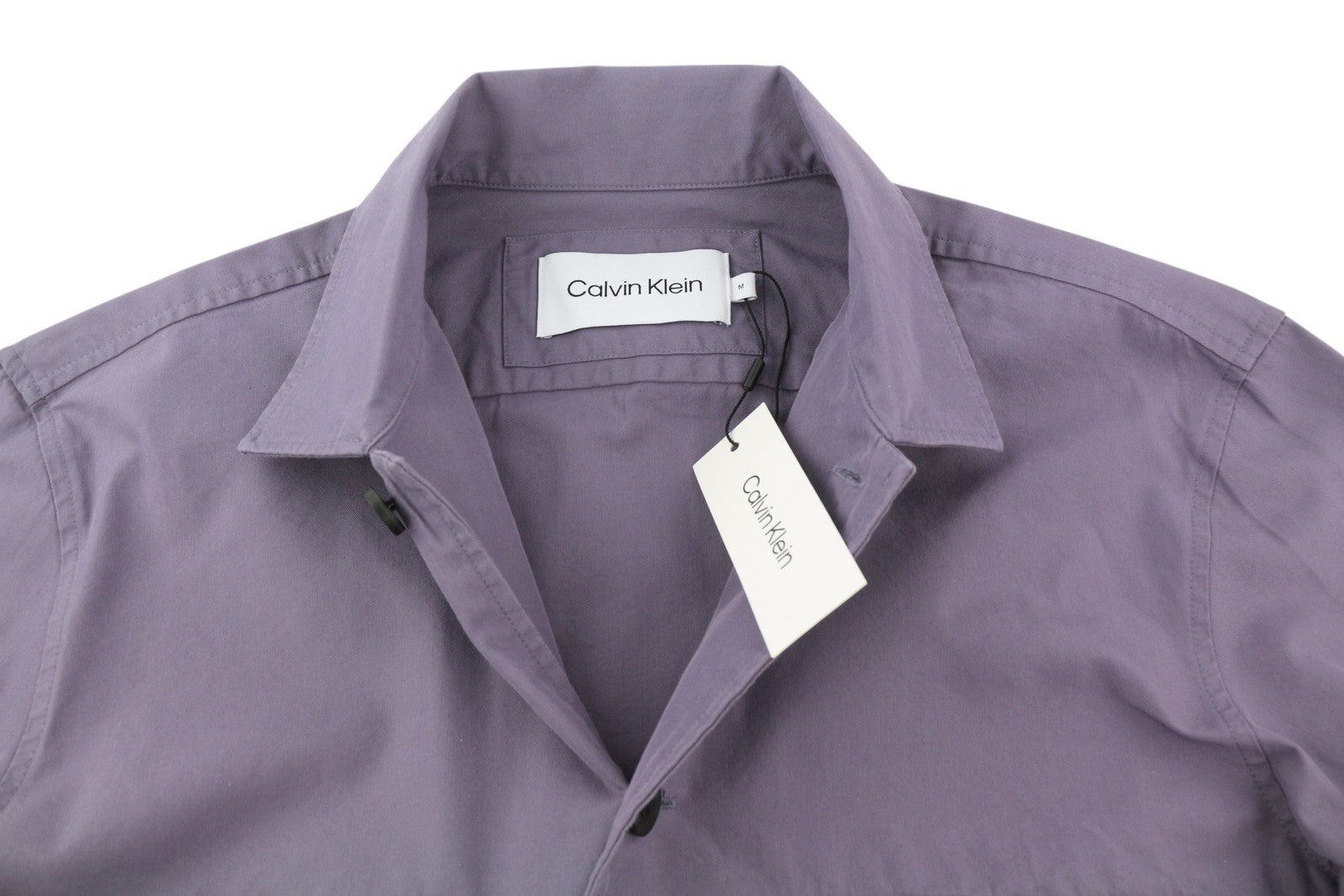 CALVIN KLEIN Men Shirt M Beige Button-Up Polo Patch Pockets Overshirt RRP119