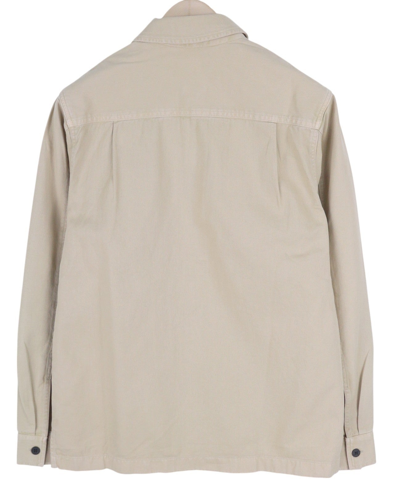 CALVIN KLEIN Men Shirt S Beige Relaxed Fit Button Logo Patch Pocket Overshirt