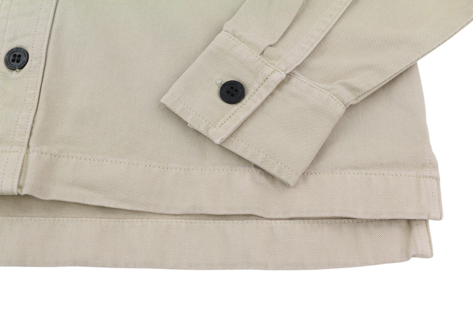 CALVIN KLEIN Men Shirt S Beige Relaxed Fit Button Logo Patch Pocket Overshirt