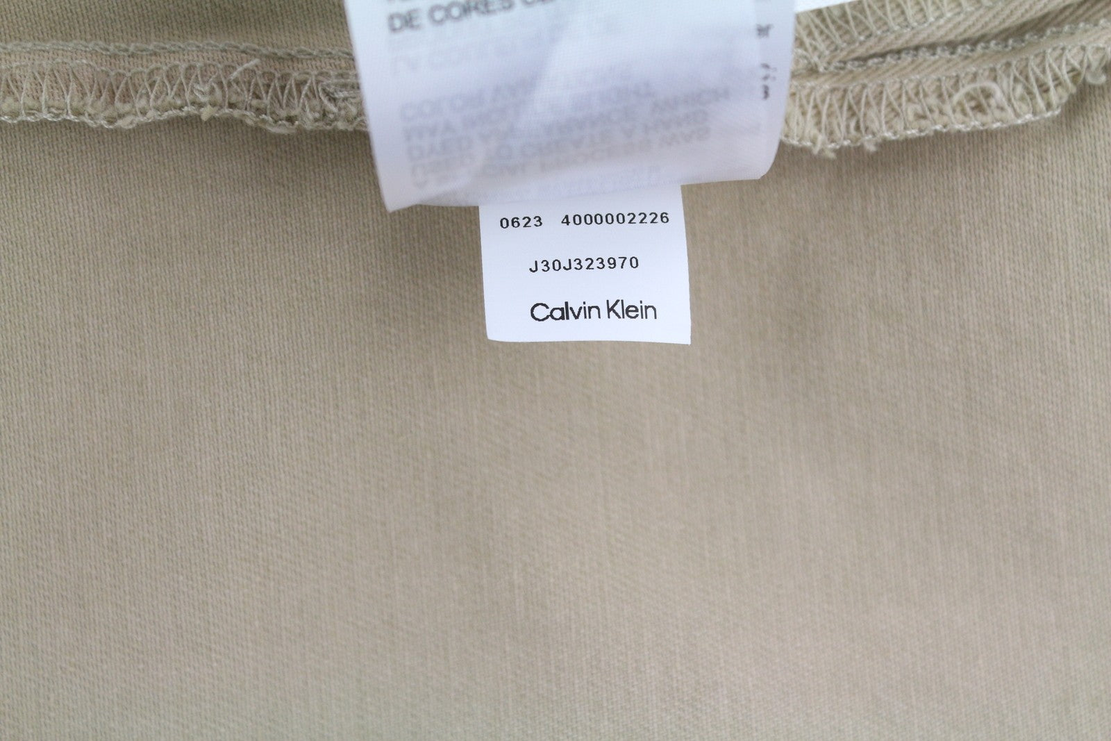 CALVIN KLEIN Men Shirt S Beige Relaxed Fit Button Logo Patch Pocket Overshirt