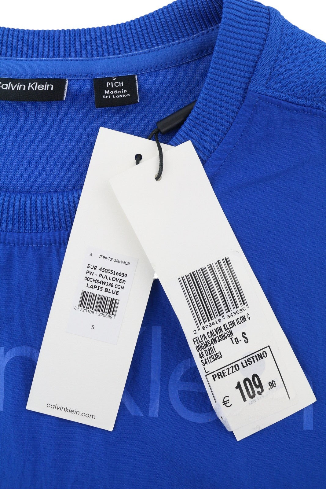 CALVIN KLEIN Men Sweatshirt S Blue Sport Crew Neck Front Logo Pull On RRP109