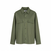 CALVIN KLEIN Minimal Twill Men Shirt L Green Spread Patch Pockets Overshirt