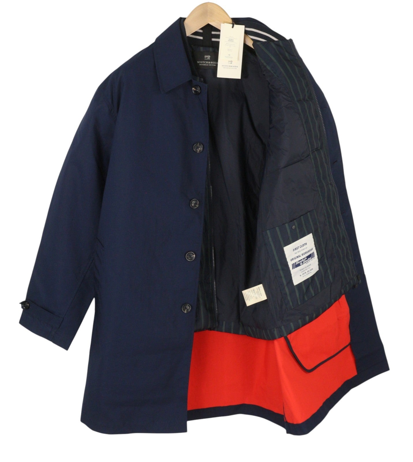SCOTCH & SODA Men Jacket M Dark Blue Double Garment Hidden Button Waistcoat 2in1