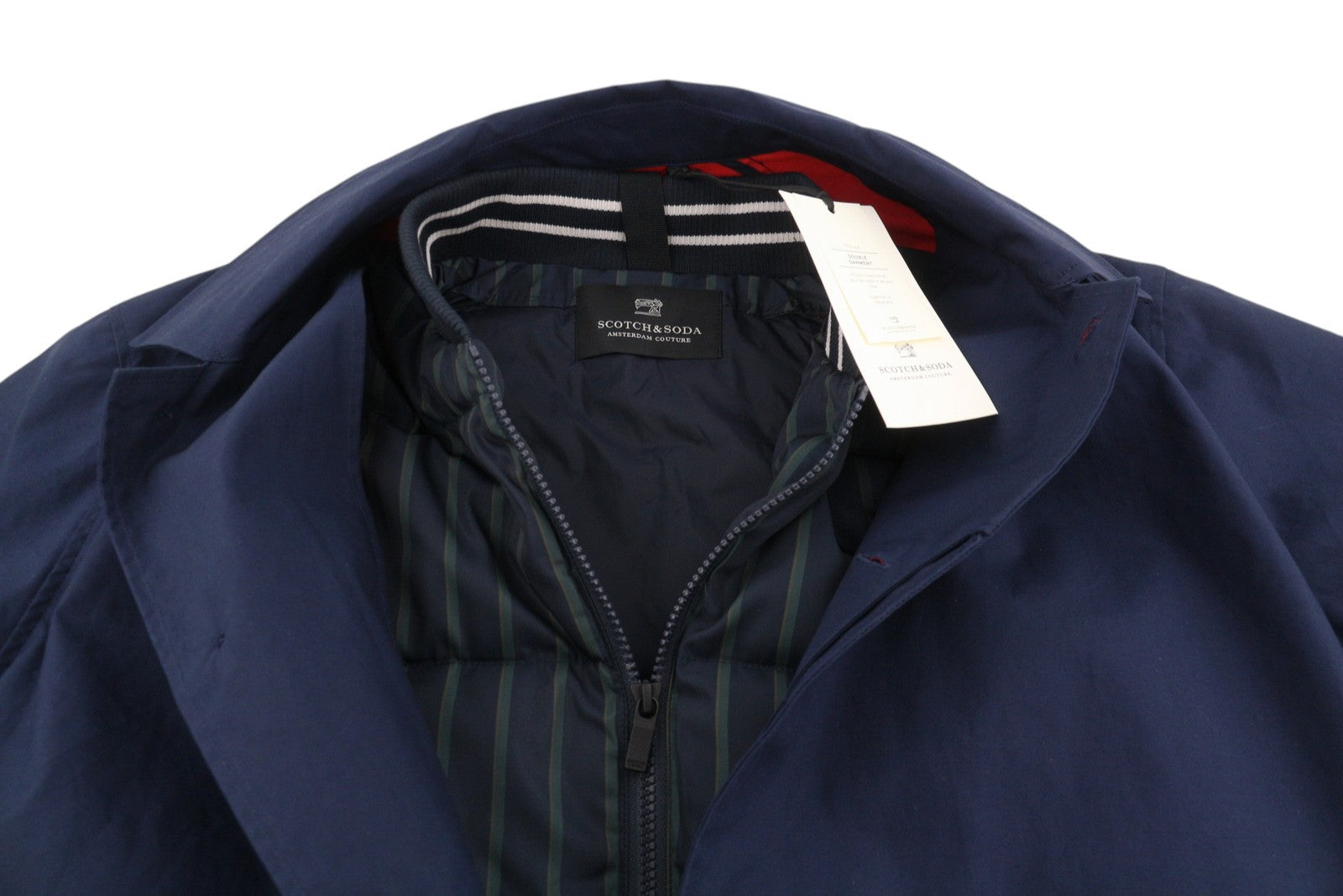 SCOTCH & SODA Men Jacket M Dark Blue Double Garment Hidden Button Waistcoat 2in1