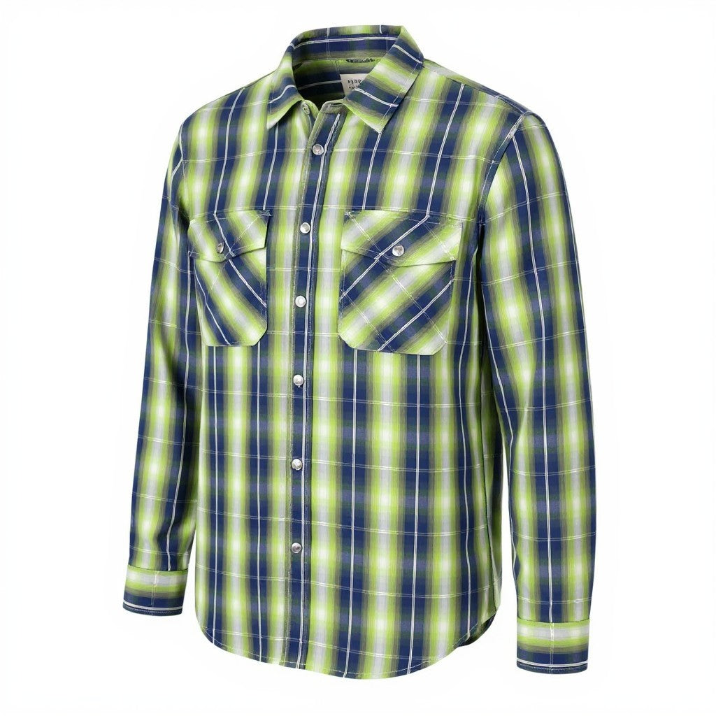 SCOTCH & SODA Men Jacket M Green Plaid Print Padded Snap Buttons Lightweight