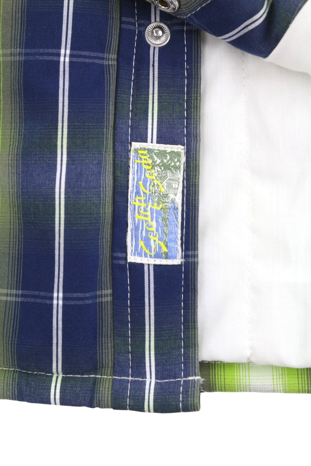 SCOTCH & SODA Men Jacket M Green Plaid Print Padded Snap Buttons Lightweight