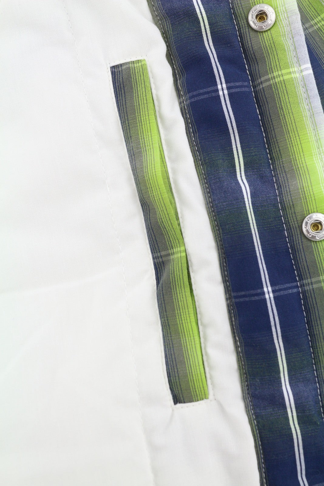 SCOTCH & SODA Men Jacket M Green Plaid Print Padded Snap Buttons Lightweight