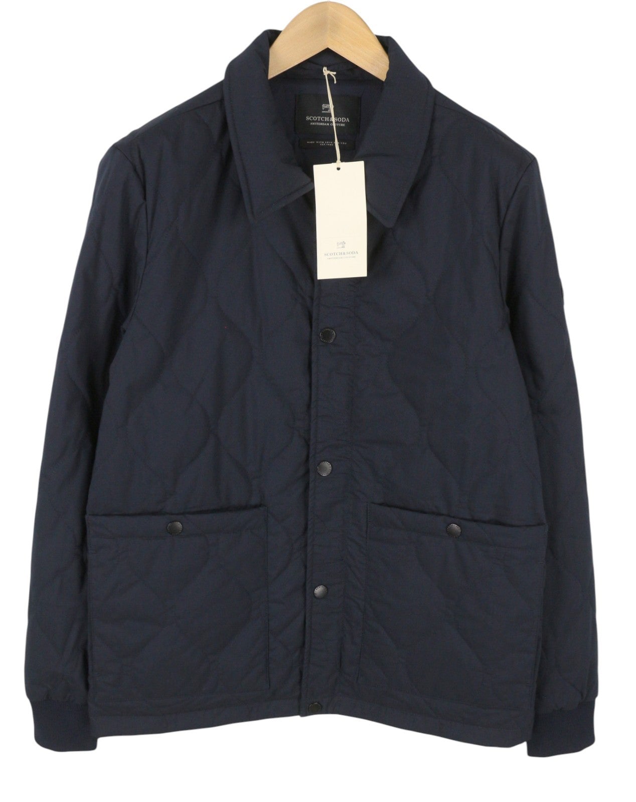 SCOTCH & SODA Men Jacket M Dark Blue Quilted Slightly Padded Lightweight