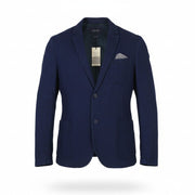 SCOTCH & SODA Men Blazer M Dark Blue Cotton Notch Lapel Single-Breasted