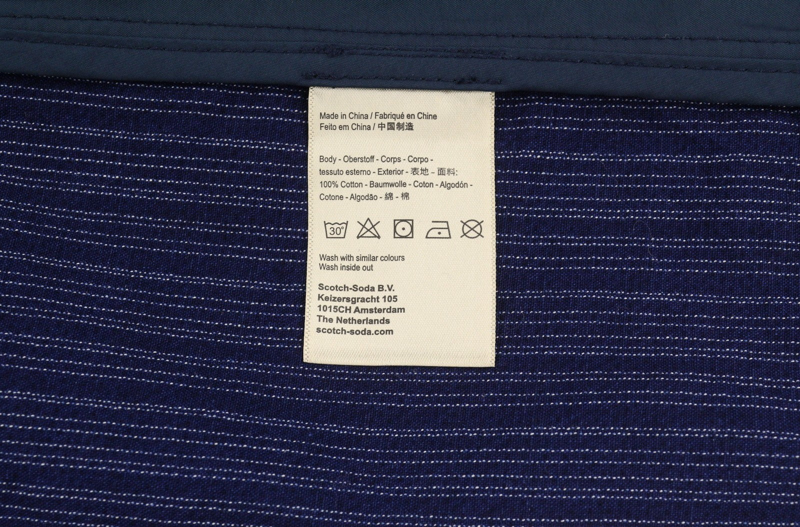 SCOTCH & SODA Men Blazer M Dark Blue Cotton Notch Lapel Single-Breasted
