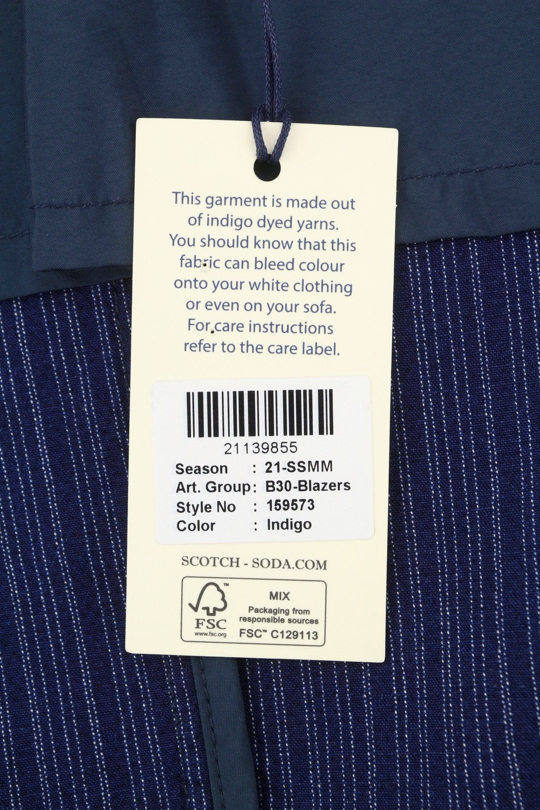 SCOTCH & SODA Men Blazer M Dark Blue Cotton Notch Lapel Single-Breasted