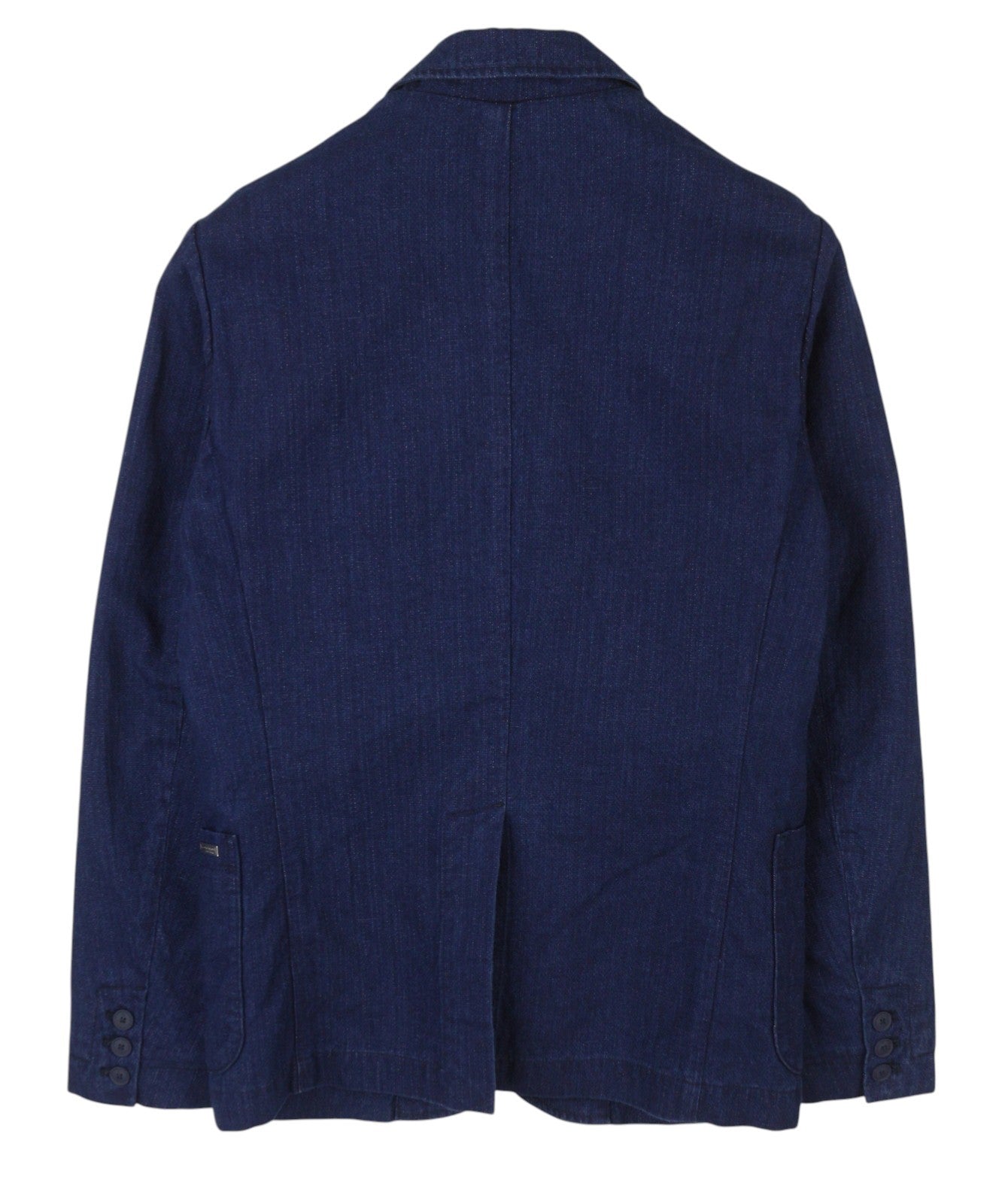 SCOTCH & SODA Men Blazer S Dark Blue Denim Look Notch Lapel Single-Breasted