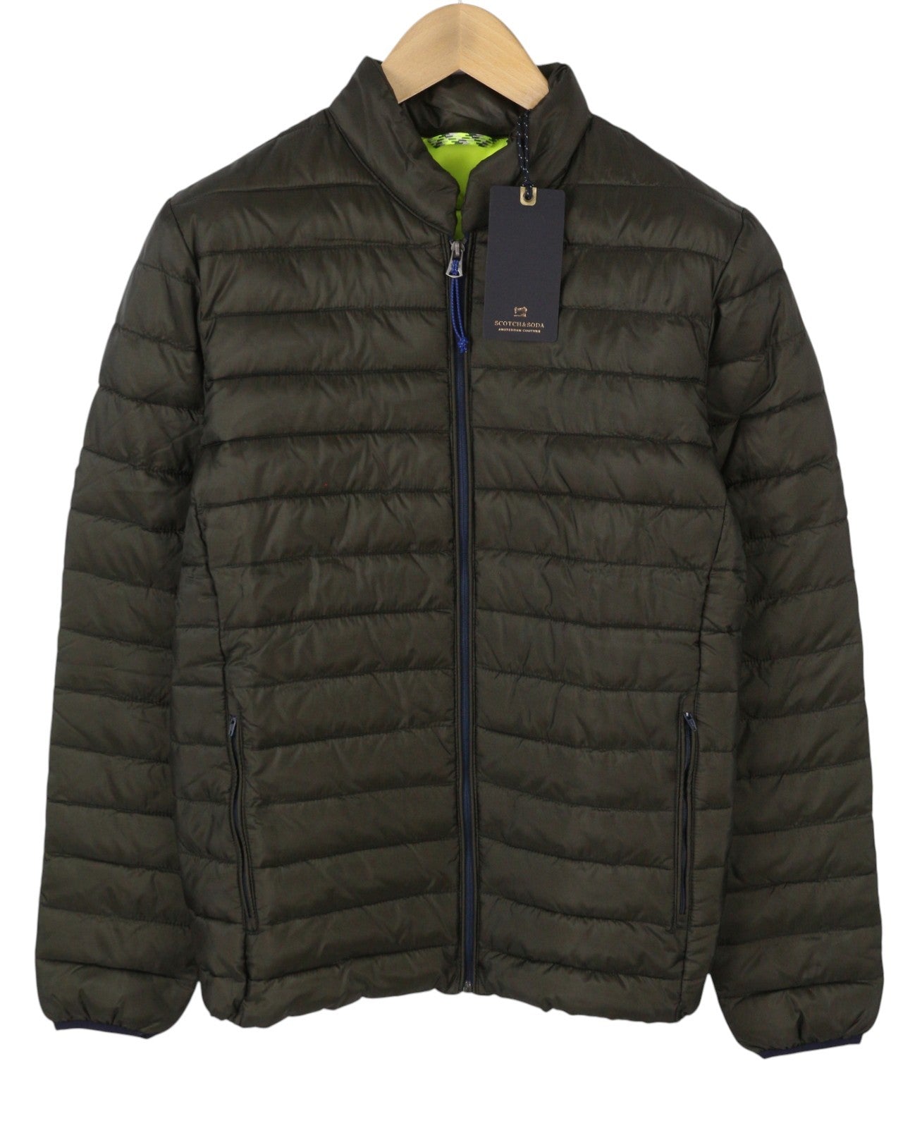 SCOTCH & SODA Men Jacket S Dark Brown Quilted Padded Full Zip Puffer