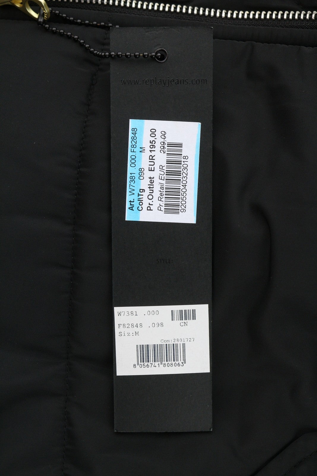 REPLAY Women Jacket M Black Padded Quilted Drawstring Waist Parka