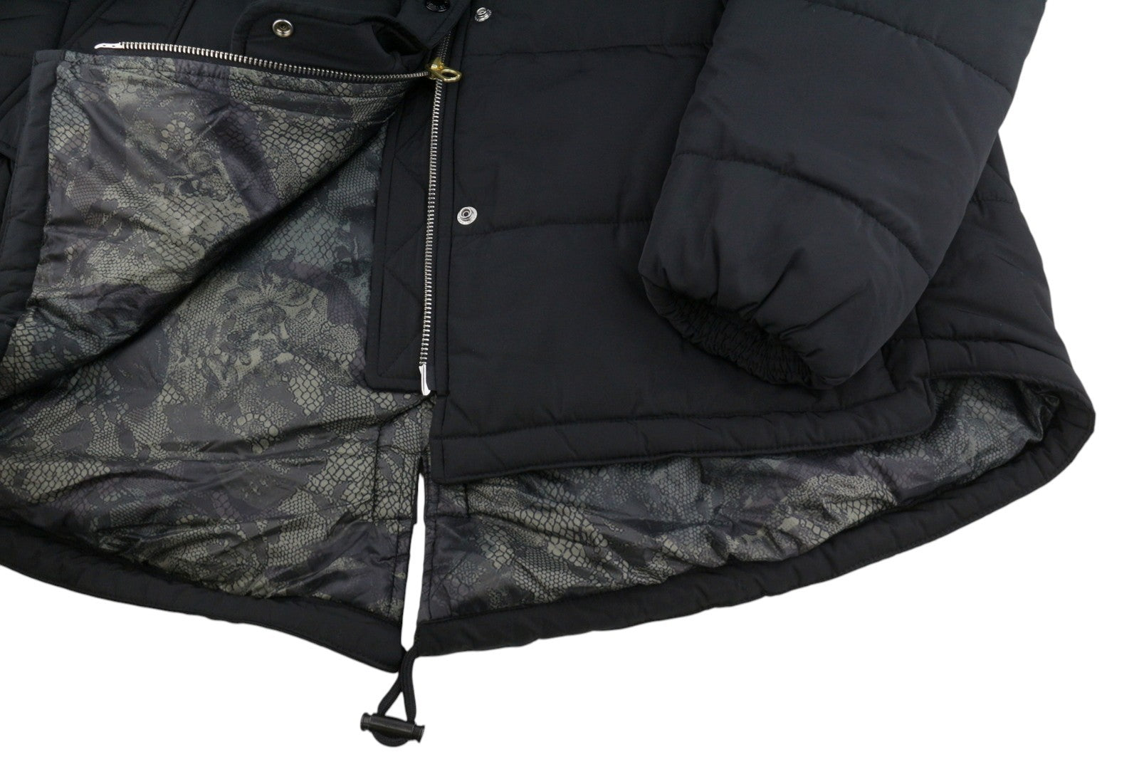 REPLAY Women Jacket M Black Padded Quilted Drawstring Waist Parka