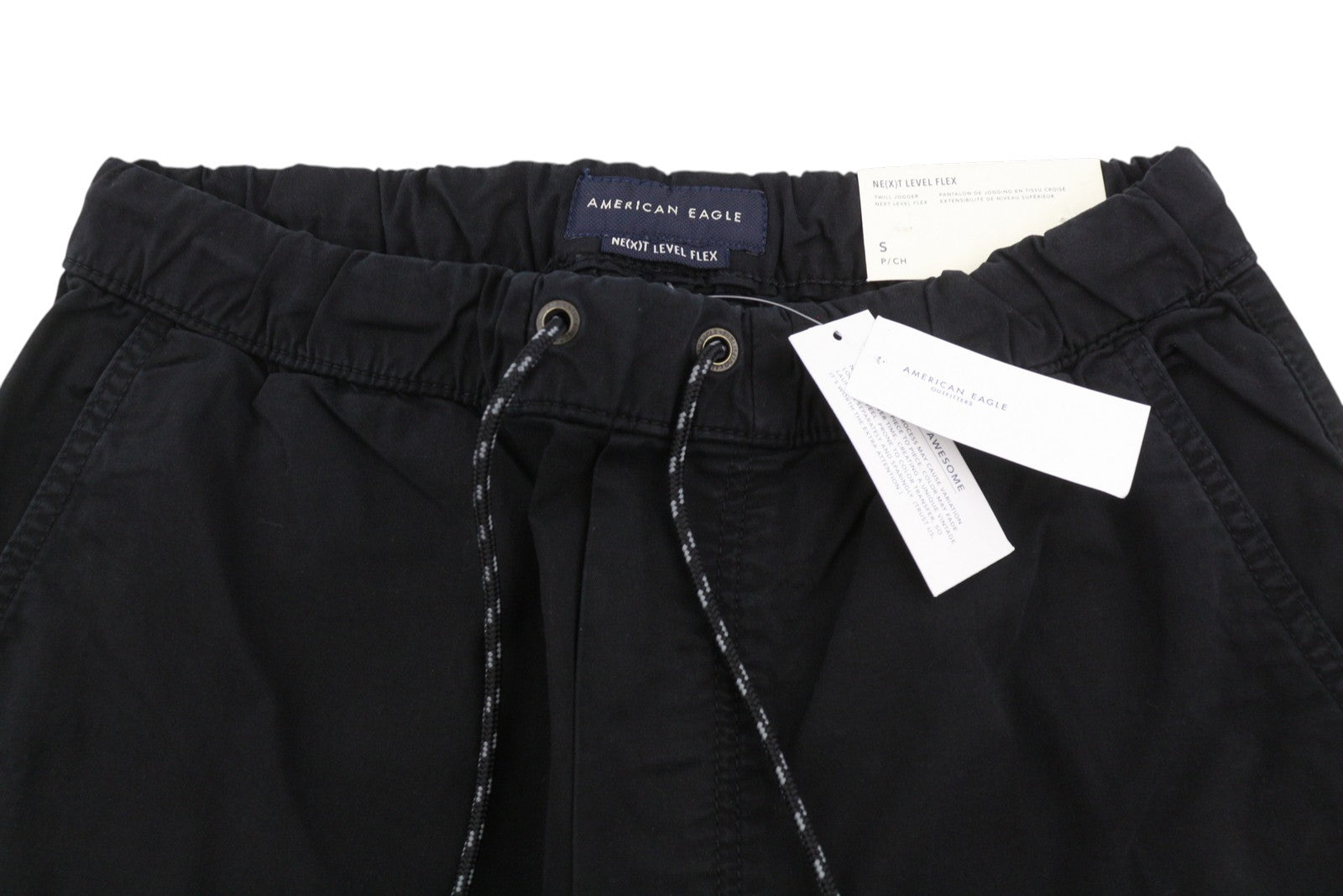 AMERICAN EAGLE OUTFITTERS Twill Jogger Men Trousers S Black Flex Stretch