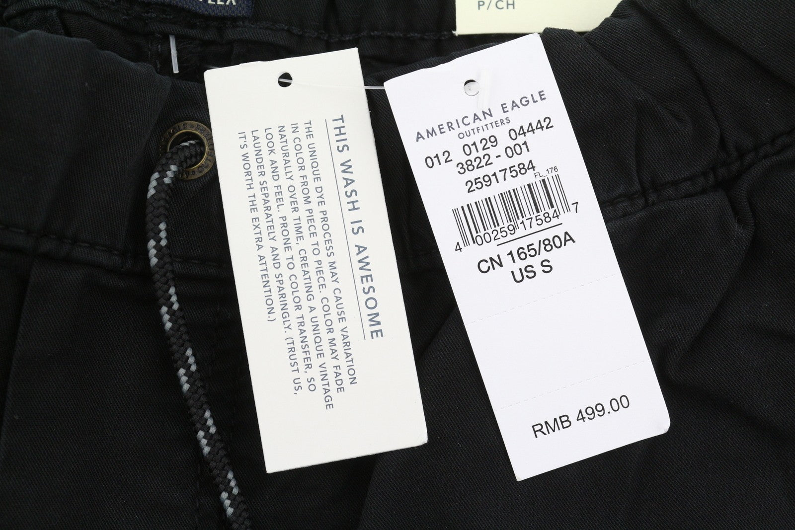 AMERICAN EAGLE OUTFITTERS Twill Jogger Men Trousers S Black Flex Stretch