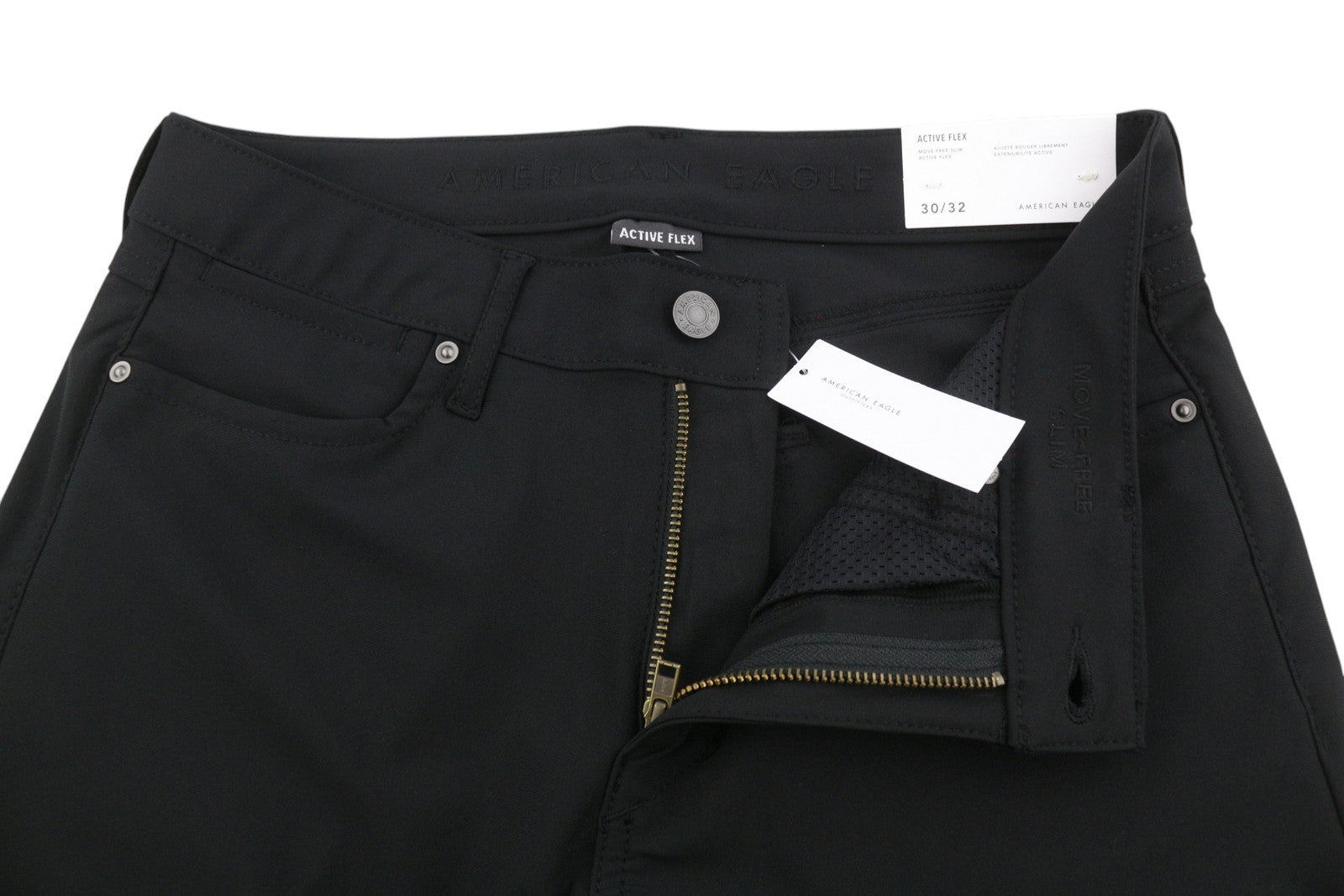 AMERICAN EAGLE OUTFITTERS Move-Free Slim Active Flex Men Trousers W30/L32 Black